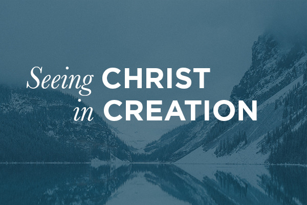 Snow-peaked mountains with "Seeing Christ in Creation" text
